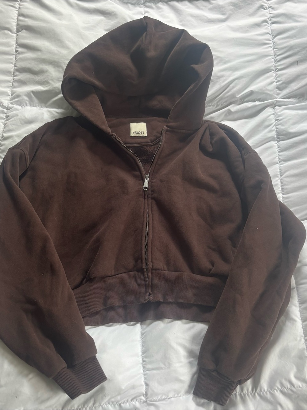 Vuori Restore Brown Cropped Zip Hoodie - S/M